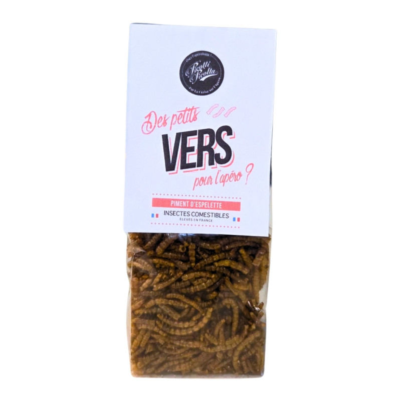 Insectes comestibles - Vers au piment d'Espelette 20g - pour les professionnels - La Cerise sur l'Apéro Insectes comestibles - Vers au piment d'Espelette 20g - pour les professionnels - La Cerise sur l'Apéro