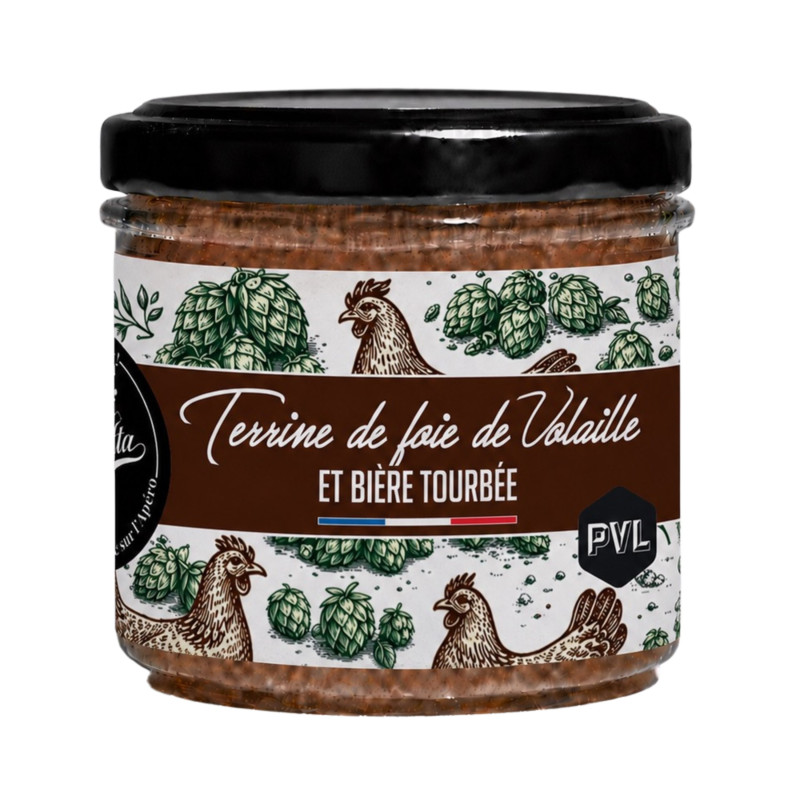Terrine de foie de volaille et à la PVL Tourbée - Lot de 12 tartina...