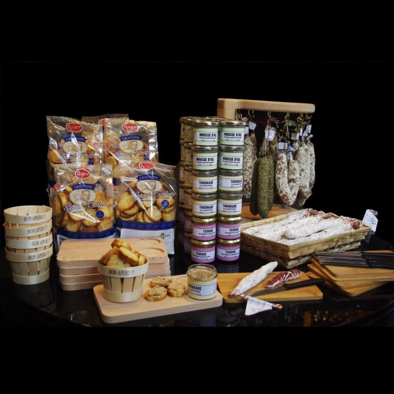Kit d'implantation saucissons et tartinables + 5 couteaux offerts - La Cerise sur l'Apéro Kit d'implantation saucissons et tartinables + 5 couteaux offerts - La Cerise sur l'Apéro