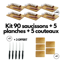Kit d'implantation 90 saucissons + 5 planches + 5 couteaux - pour les professionnels - La Cerise sur l'Apéro
